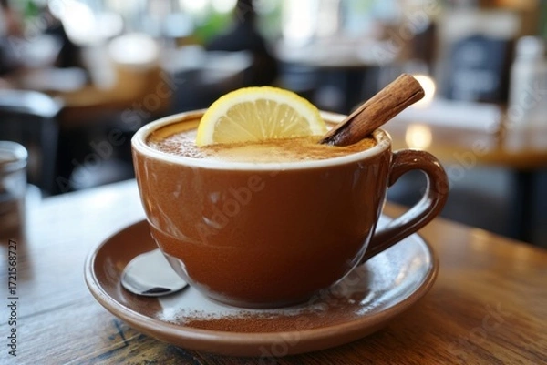 Fototapeta Cup of espresso with ice cream scoop
