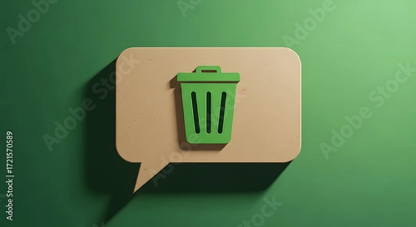Fototapeta Chat Bubble Made of Recycled Paper on Green Background