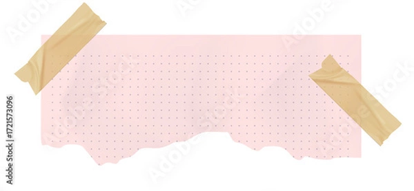 Obraz White grid notepaper journal sticker. A blank sheet of checkered paper. Real notepad with grid line isolated