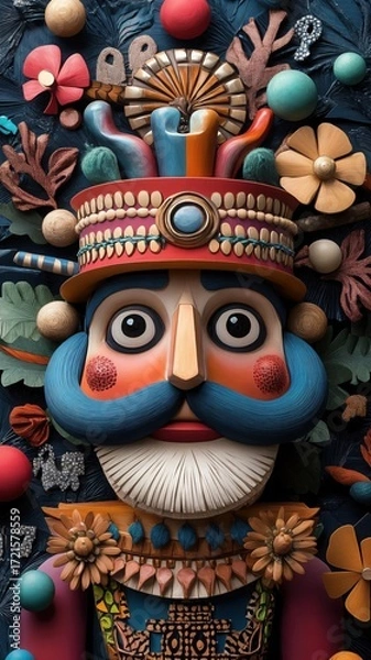 Fototapeta Whimsical Nutcracker King A Colorful 3D Render