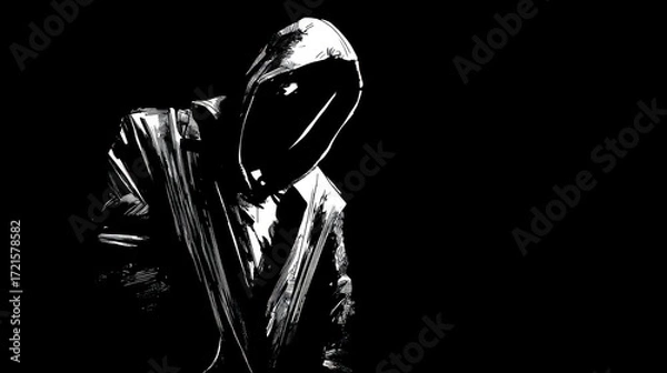 Obraz Silhouette figure with hood