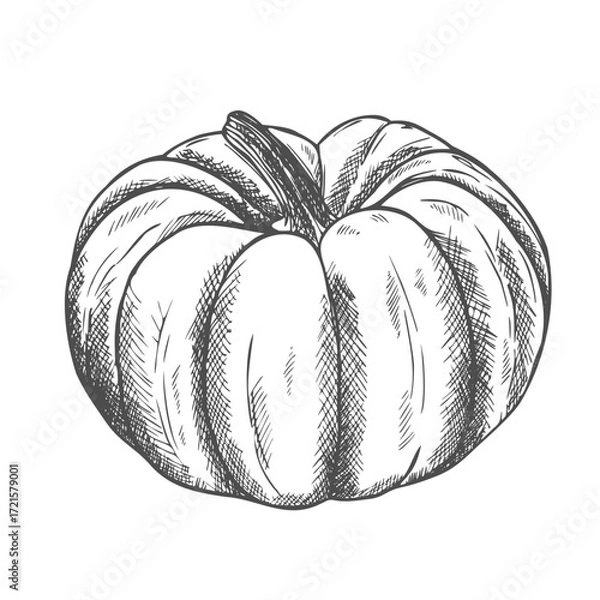 Obraz Vector hand drawn vegetable Illustration. Detailed retro style hand-drawn pumpkins sketch. Vintage sketch element for labels, packaging and cards design.