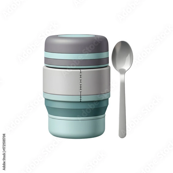 Obraz Modern Portable Insulated Lunch Container With Spoon