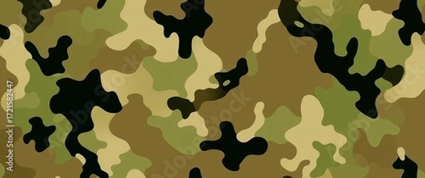 Fototapeta Abstract digital seamless camouflage pattern in muted greens and browns, graphics, camo