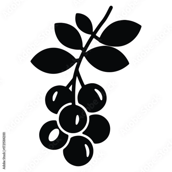 Fototapeta Simple Berry Branch Silhouette for Minimalist Designs and Natural Elements