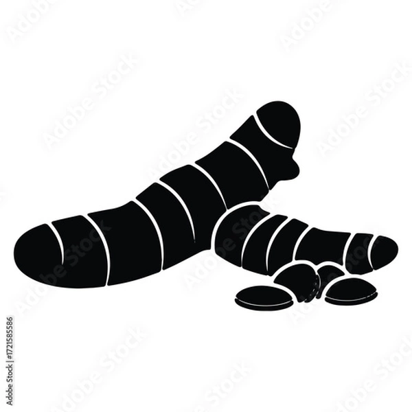 Fototapeta Turmeric root silhouette icon vector illustration for graphic design projects