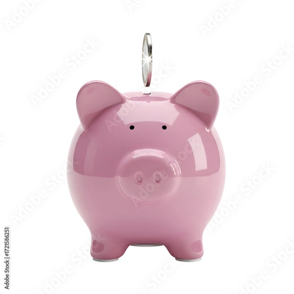 Obraz Pink Piggy Bank With Coin Insert