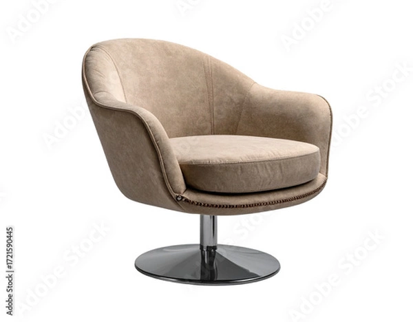 Fototapeta  “Rotating Swivel Lounge Chair in Neutral Tone, isolated on a transparent background”
