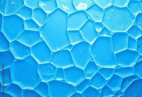 Fototapeta Abstract geometric pattern of cool blue ice, sharp edges, textured surface,  frozen,   cool