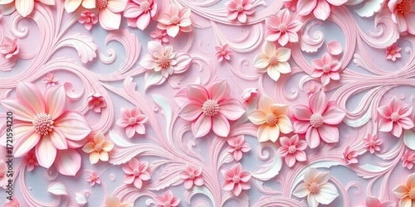 Fototapeta Intricate, swirling floral pattern in soft pastels, creating an ethereal background, image, delicate