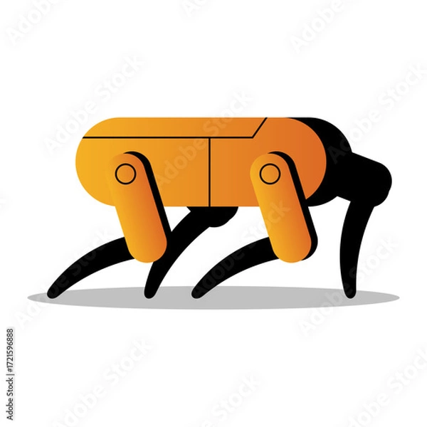Fototapeta Futuristic Quadruped Robot Walking — Advanced Robotics Technology Vector Illustration, Editable Minimalist Design.