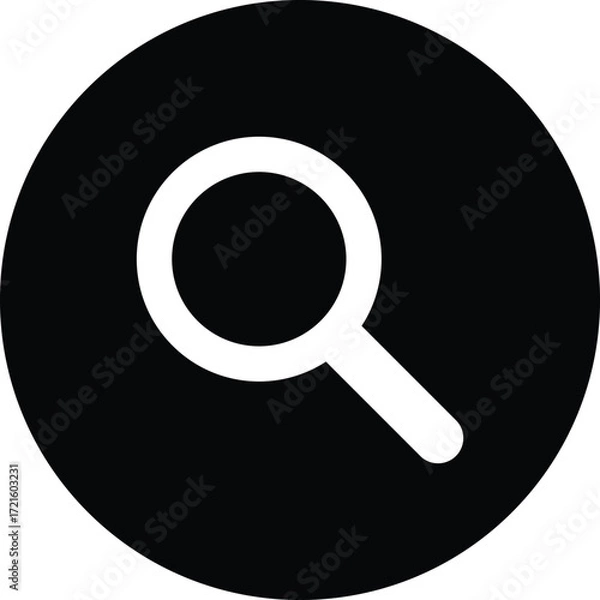 Fototapeta Search lens Icon Black isolated on Transparent background.eps10