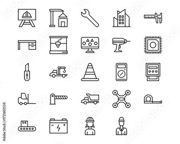 Fototapeta Engineering Line Vector Icons