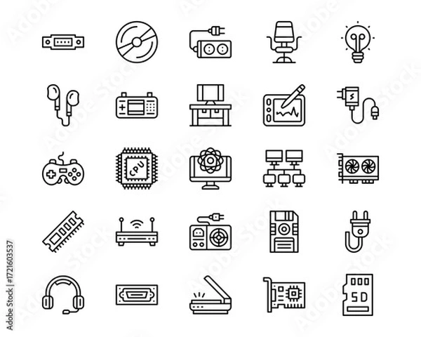 Fototapeta Computer and Hardware Line Vector Icons