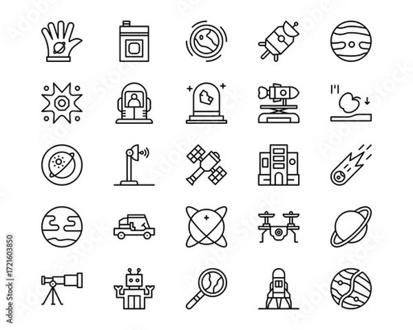Fototapeta Space Technology Line Vector Icons