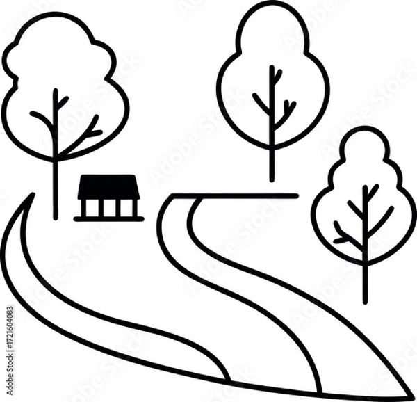 Fototapeta tree in the night line art on transparent background