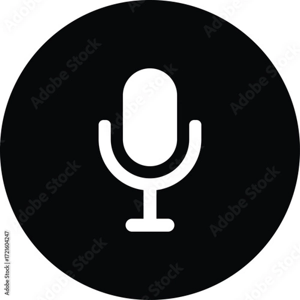 Fototapeta microphone, podcast Icon Black isolated on Transparent background.eps10