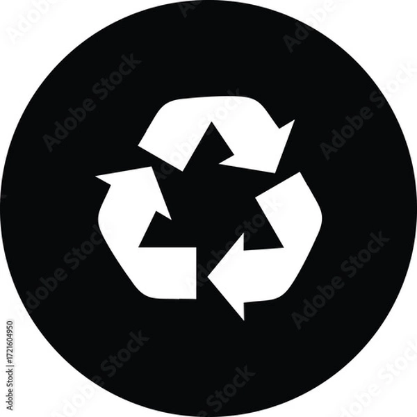 Fototapeta Recycling Icon Black isolated on Transparent background.eps10