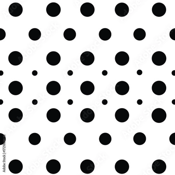 Obraz Black Polka Dot Pattern on White Background dots circles