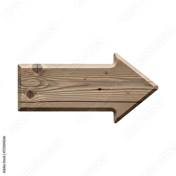 Fototapeta Wooden right-pointing arrow sign with natural grain and rustic texture