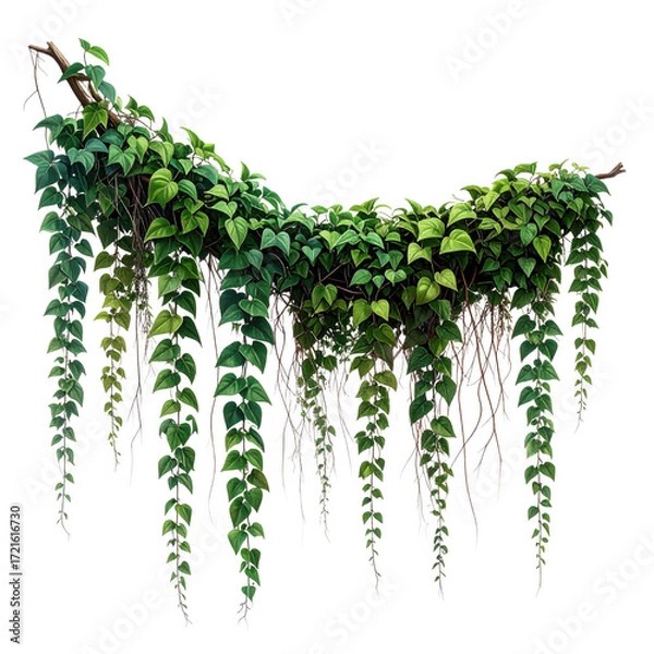 Fototapeta Wild Hanging Ivy Creeper Plant, Realistic Transparent Background