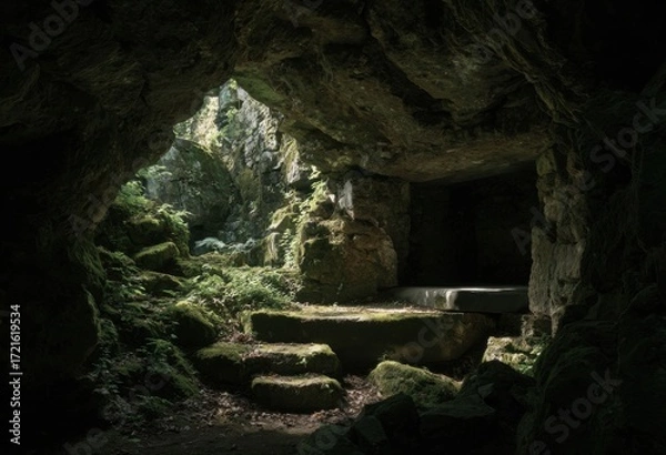 Obraz Cave interior, sunlight streams in