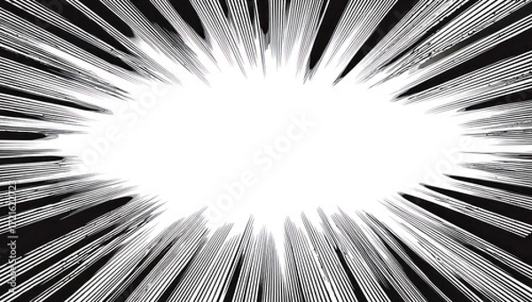 Fototapeta A dynamic black and white radial design with radiating lines creating a powerful visual effect.
