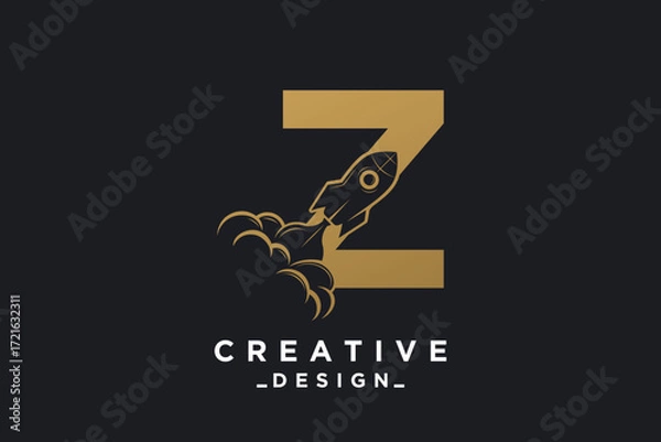 Fototapeta Rocket with letter Z unique logo design Premium Vector