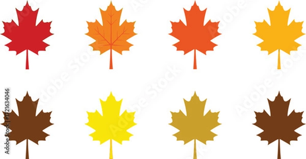 Fototapeta Colorful maple leaf icons in autumn style