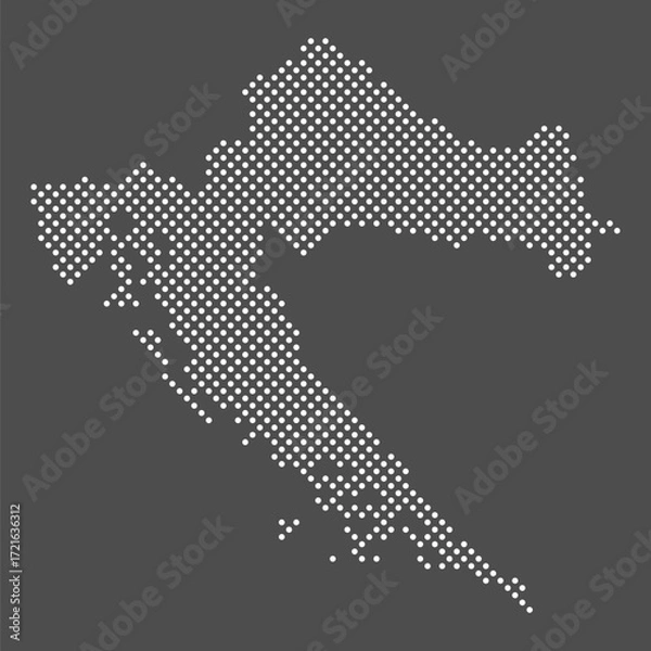 Fototapeta Croatia map dot on gray background.  Dotted map Republic of Croatia. Vector eps10.