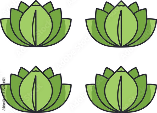 Fototapeta Four lotus flowers arranged in a square pattern