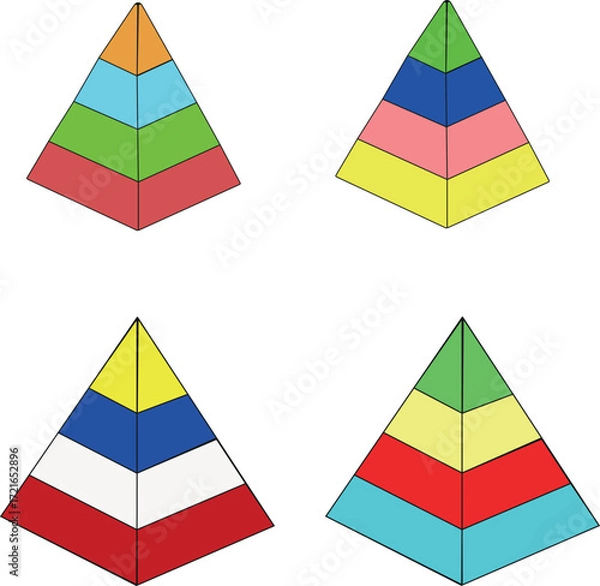 Fototapeta Colorful pyramid shapes in various arrangements and colors  