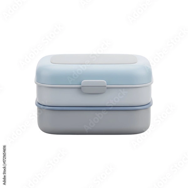 Fototapeta Two Tier Light Blue and Gray Lunchbox
