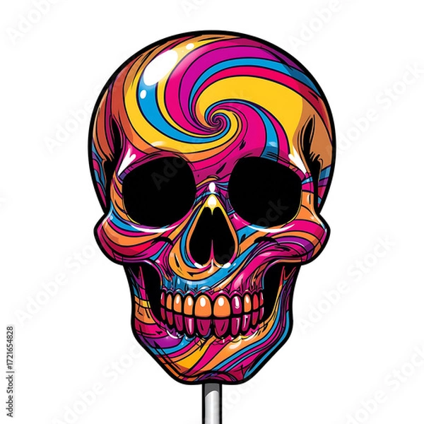 Obraz Psychedelic Swirl Skull Lollipop
