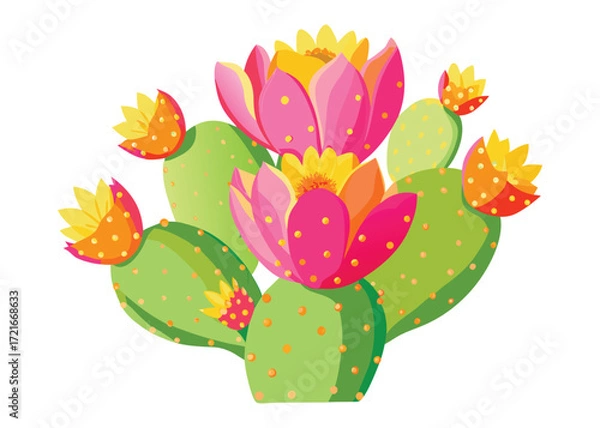 Fototapeta Blooming cactus flower vector illustration for botanical design and spring decoration
