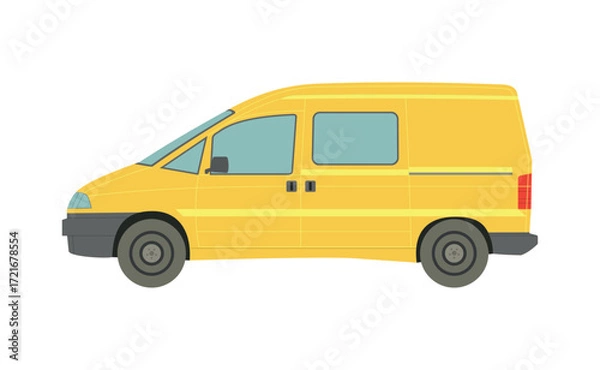 Obraz Big yellow minivan on white background - Vector illustration