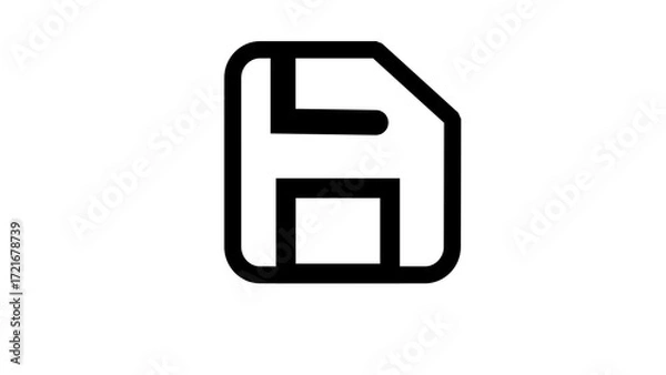 Fototapeta Floppy disk icon data storage symbol Minimalist line art design Vector illustration