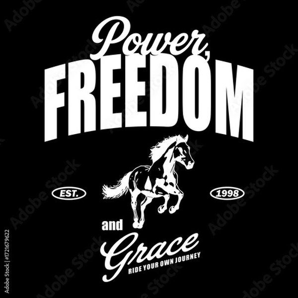 Fototapeta Hand-drawn futuristic illustration of a horse in motion. Simple style, ideal for T-shirt prints and classic apparel graphics