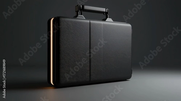 Fototapeta A sleek, modern black briefcase with a minimalist design, perfect for professionals.