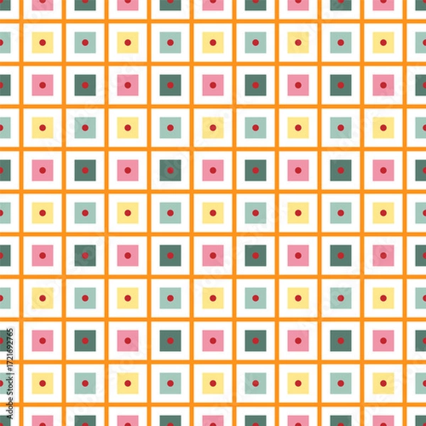 Fototapeta Checkerboard tartan style retro groovy background with pastel tones seamless pattern