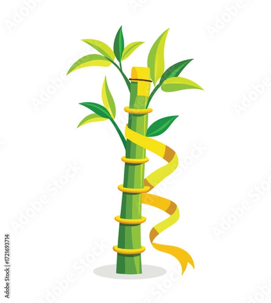 Fototapeta Bamboo stalk with ribbon vector illustration for graphic design and decoration projects
