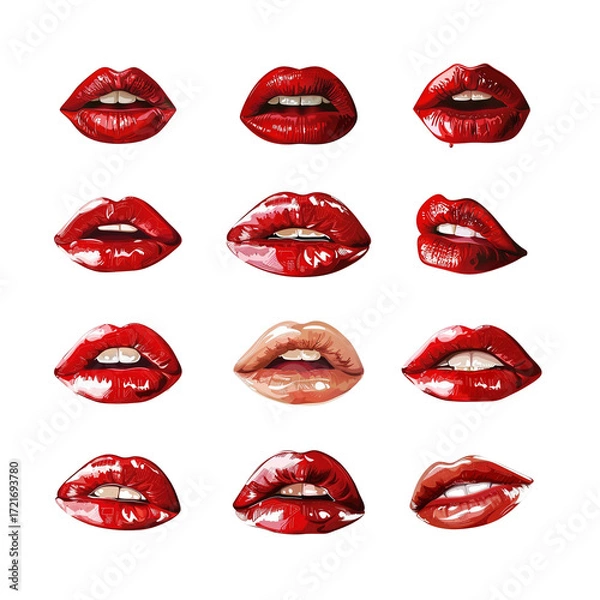 Obraz set of red lips