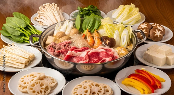 Obraz Delicious and Nutritious Japanese Hot Pot Ready to Cook