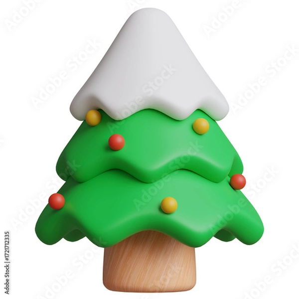 Fototapeta 3d render of a Christmas tree decorated with colorful Christmas lights