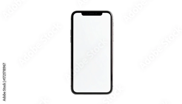 Fototapeta Black phone mockup displays white screen, transparent background ready for product presentation, UX design.