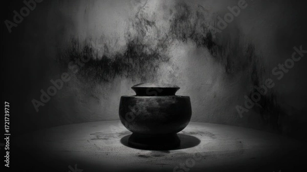 Obraz Dark pot with smoke