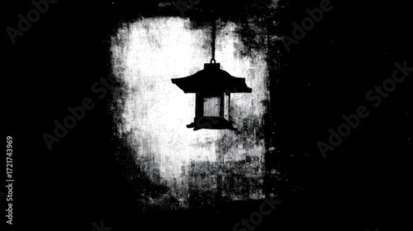 Obraz Hanging lantern silhouette nighttime