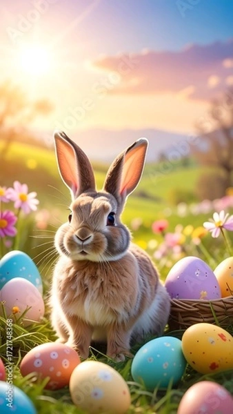Obraz Easter bunny in a spring meadow