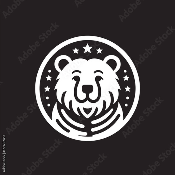 Fototapeta Polar bear head in the circle. Vector illustration on a dark background