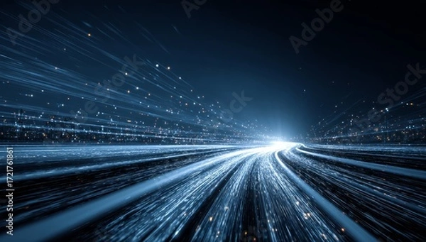 Fototapeta Abstract Light Trails in Dark Night Sky with Dynamic Motion Effect